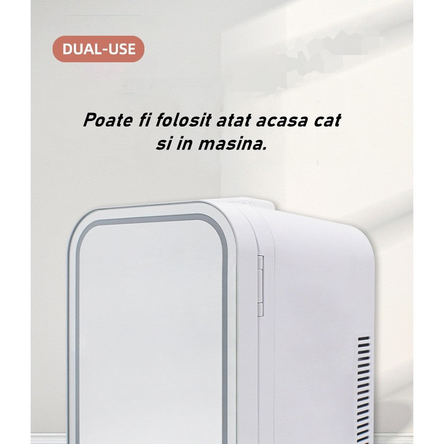 Mini frigider cosmetice, Smart, dubla functie de incalzire/racire, portabil, 12L, alb