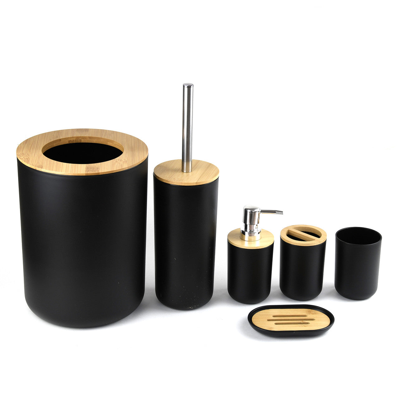 Set Elegant pentru baie format din 6 piese, ABS + lemn