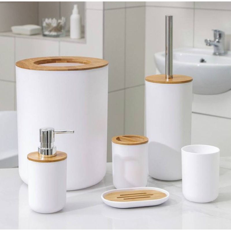 Set Elegant pentru baie format din 6 piese, ABS + lemn