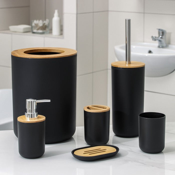 Set Elegant pentru baie format din 6 piese, ABS + lemn