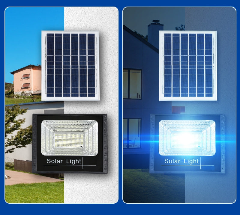 Proiector LED SMD 800W cu incarcare solara Smart, panou solar, cu telecomanda, suport prindere, material ABS, 14AH, 1032 LED-uri, 5 m cablu inclus, 1019Lm, 36x32 cm, negru