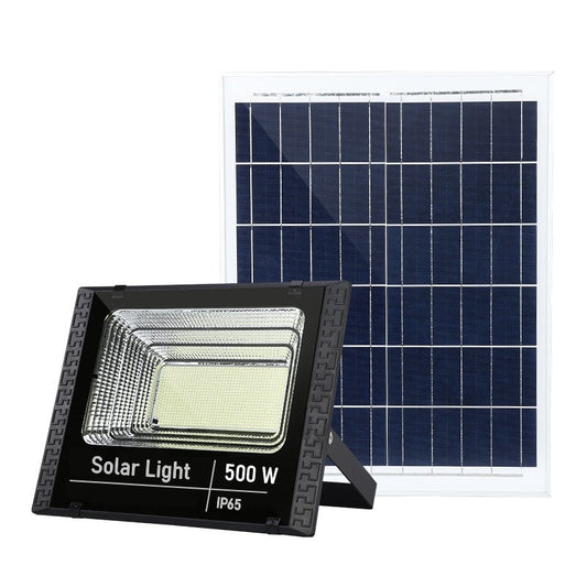 Proiector LED SMD 500W cu incarcare solara Smart, panou solar, cu telecomanda, suport prindere, material ABS, 18AH, 400 LED-uri, temperatura culoare 6500k, 32x26x9 cm, negru