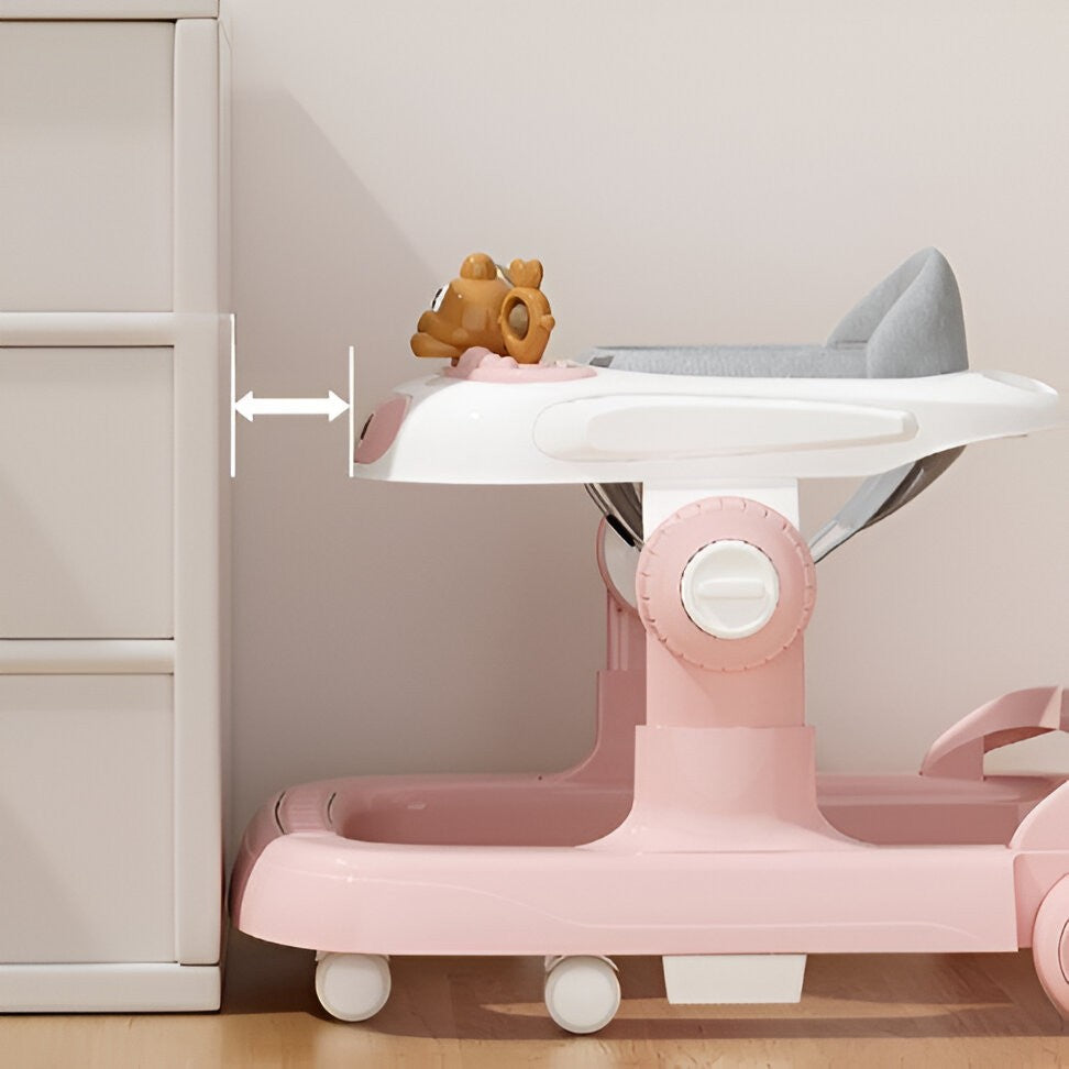 Premergator Multifunctional cu Roti Smart, Model Iepuras, Inaltime Ajustabila, Tavita, Muzica, Lumini, 66x59x41 cm, Roz