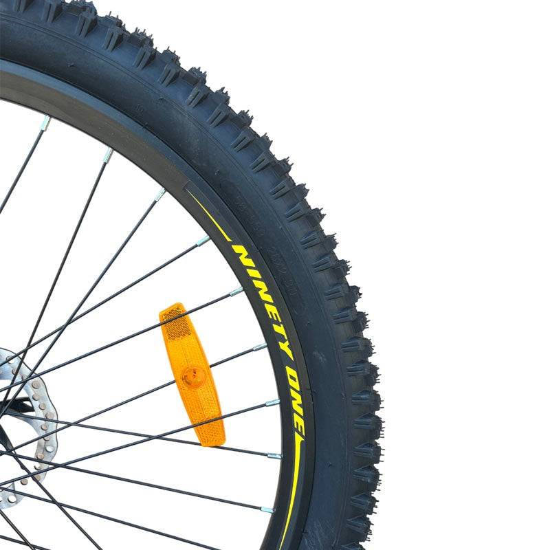 Bicicleta Ninety ONE Viper, 26 inch, frane pe disc, schimbator Shimano, 21 de viteze, suspensie fata, cadru otel, galbena