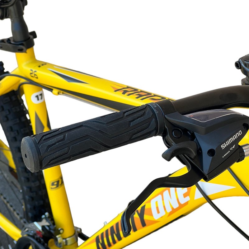 Bicicleta Ninety ONE Viper, 26 inch, frane pe disc, schimbator Shimano, 21 de viteze, suspensie fata, cadru otel, galbena
