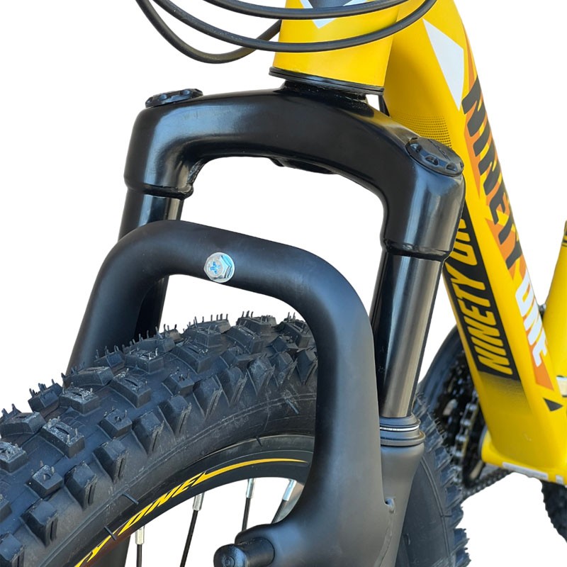 Bicicleta Ninety ONE Viper, 26 inch, frane pe disc, schimbator Shimano, 21 de viteze, suspensie fata, cadru otel, galbena