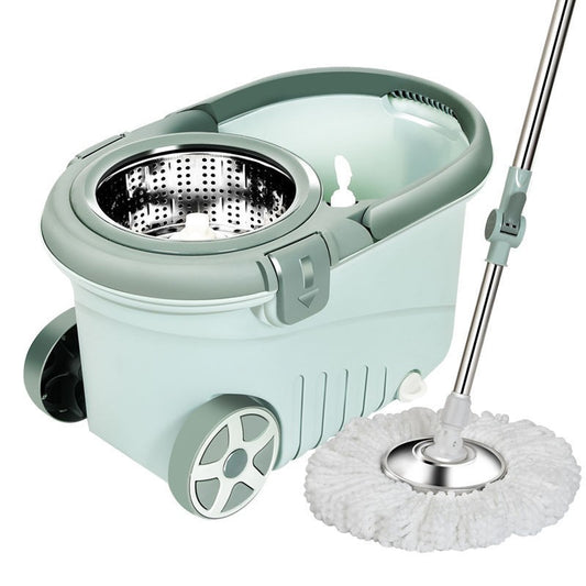 Set mop rotativ cu galeata Smart, material plastic si microfibra, o rezerva inclusa, rezistent, cu dop scurgere, vas detasabil, orificiu pentru solutie, pentru interior, capacitate 8 l, verde