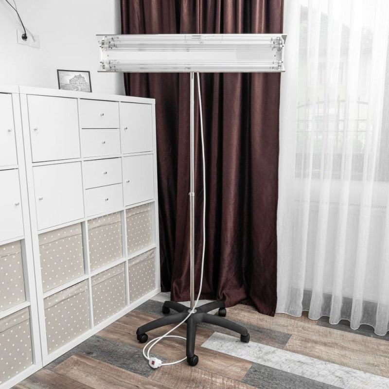 Lampa bactericida UVC portabila 2x55W, orientabila, stativ telescopic 100-190 cm, reflector, 60 mp