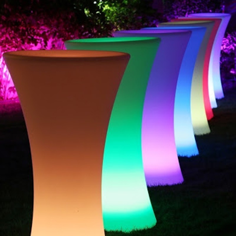 Masa cocktail iluminata LED RGB, 16 culori interschimbabile, control telecomanda, 112x58 cm