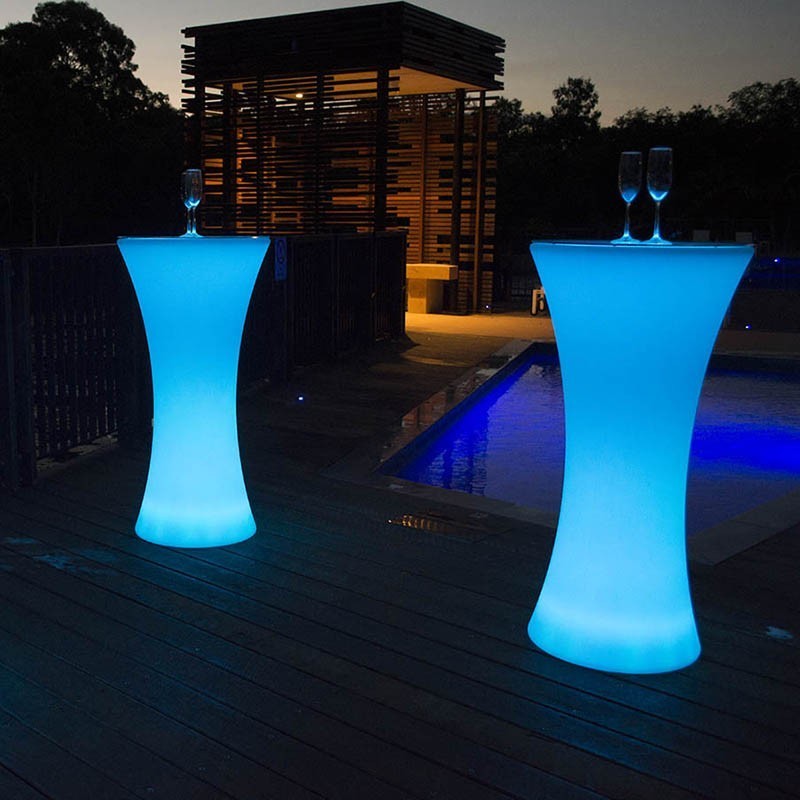 Masa cocktail iluminata LED RGB, 16 culori interschimbabile, control telecomanda, 112x58 cm
