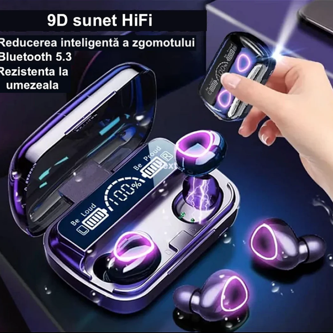 1+1 GRATIS Căști Wireless TWS Bluetooth 5.3 cu Ecran LED și Sunet Premium