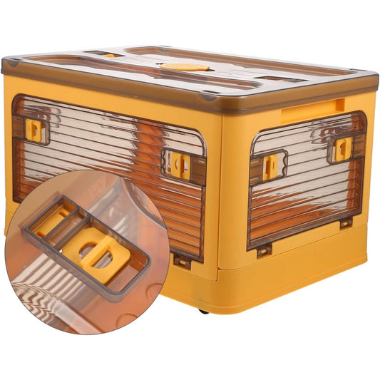 Cutie de depozitare pliabila, Smart, Cu capac, 85 L, Plastic, 60x42x34 cm, Portocaliu