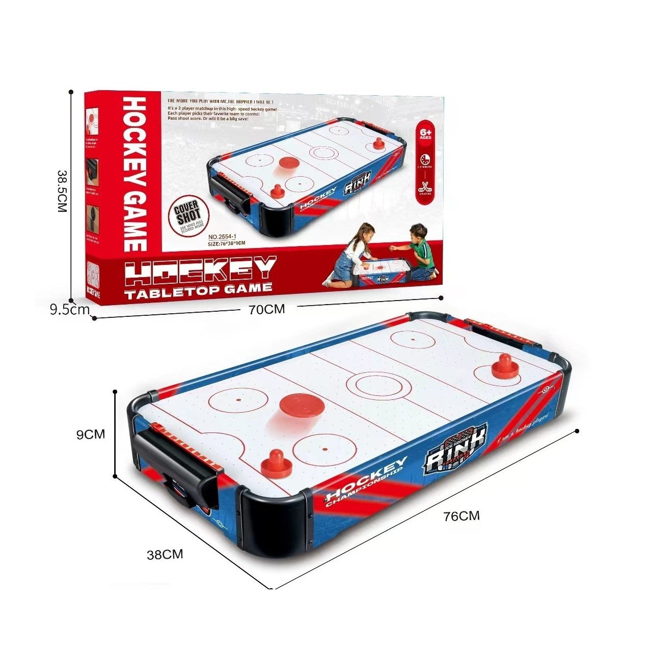 Masa Air Hockey Graffiti fara Picioare, Smart, PVC, 2 Pucuri, Tabela Scor, 2 Impingatoare, 76x38x9 cm, Albastru