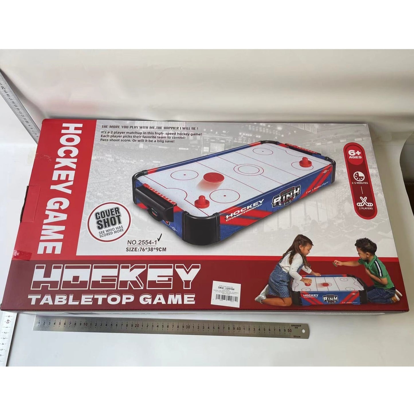 Masa Air Hockey Graffiti fara Picioare, Smart, PVC, 2 Pucuri, Tabela Scor, 2 Impingatoare, 76x38x9 cm, Albastru