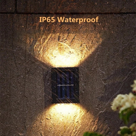 2+1 GRATIS Lampă Solară de Exterior pentru Perete – Iluminare Verticală Sus-Jos cu Lumină Caldă Ambientă