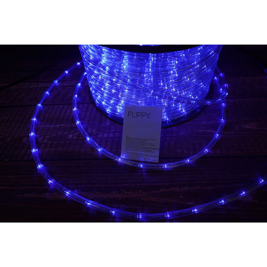 Instalatie Craciun, 50 m, 1200 Led-uri, Furtun Luminos, Albastru, Transformator, 8 jocuri de lumini, Sectionabila, 220 V, Smart