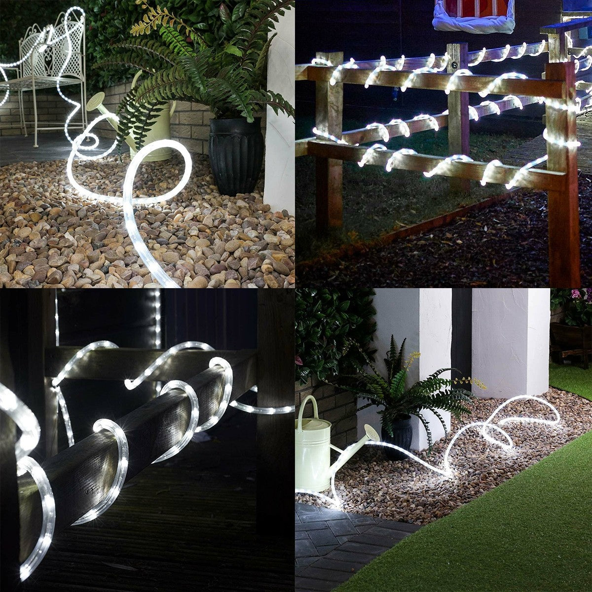 Instalatie Craciun, 50 m, 1200 Led-uri, Furtun Luminos, Alb rece, Transformator, 8 jocuri de lumini, Sectionabila, 220 V, Smart