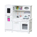 Bucatarie copii, lemn MDF alb, cuptor, frigider, chiuveta, set ustensile si cratite gatit, 91x102.5x30 cm