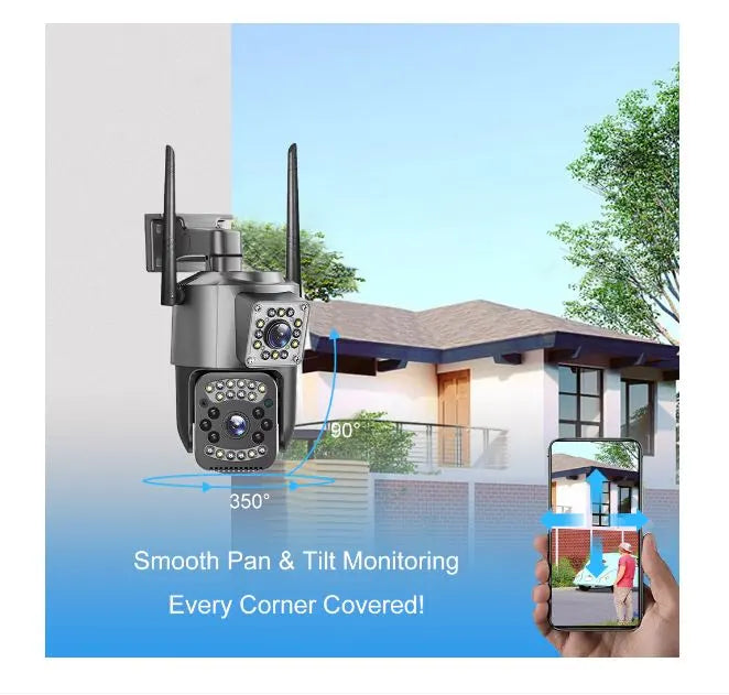 Camera de supraveghere wifi, 8 mpx, 4K, lentile duble, ip66, 10x zoom. ptz, night vision, neagra