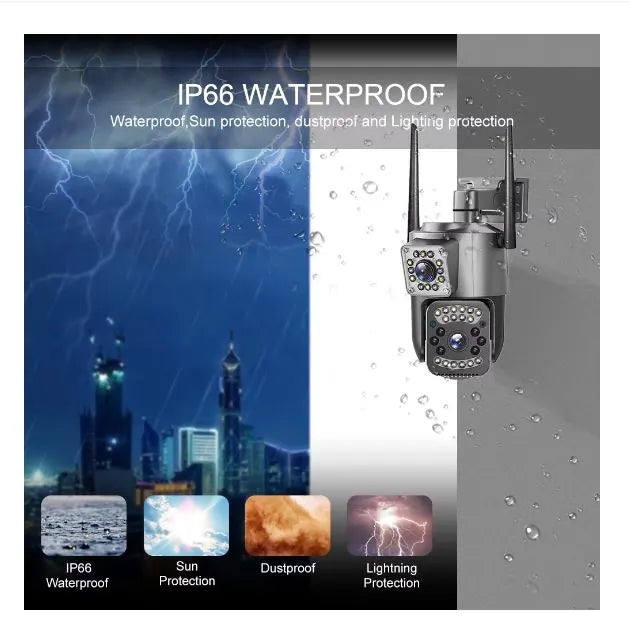 Camera de supraveghere wifi, 8 mpx, 4K, lentile duble, ip66, 10x zoom. ptz, night vision, neagra