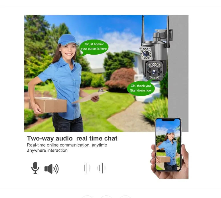 Camera de supraveghere wifi, 8 mpx, 4K, lentile duble, ip66, 10x zoom. ptz, night vision, neagra
