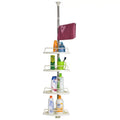 Organizator baie, raft de baie de tip "coltar" cu brat telescopic, cu 4 etajere si suport pentru prosop
