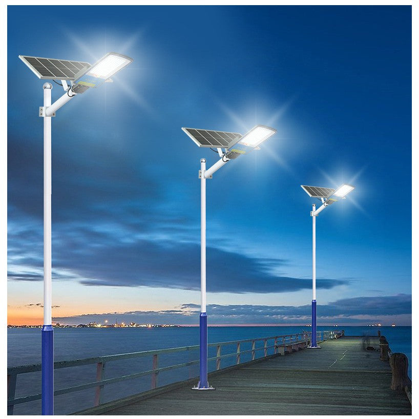 Lampa solara stradala Smart, IP66, senzor de lumina, 240 LED-uri SMD, 3200 lm, panou 35W, putere 400W, autonomie 12-16 ore, telecomanda, montare prin fixare, pentru strada sau gradina, finisaj mat, material ABS,  49 x 21 x 5.5 cm, gri