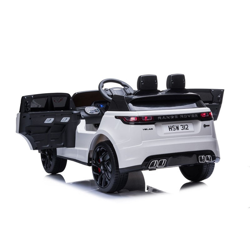 Masinuta electrica 2x25W, Range Rover Velar, 2 locuri, centura, USB, MP3, roti spuma EVA, alb