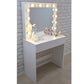Masa de toaleta Hollywood, oglinda iluminata 12 LED-uri alb cald, sertar depozitare, placi MDF, 80x40x140 cm, alba