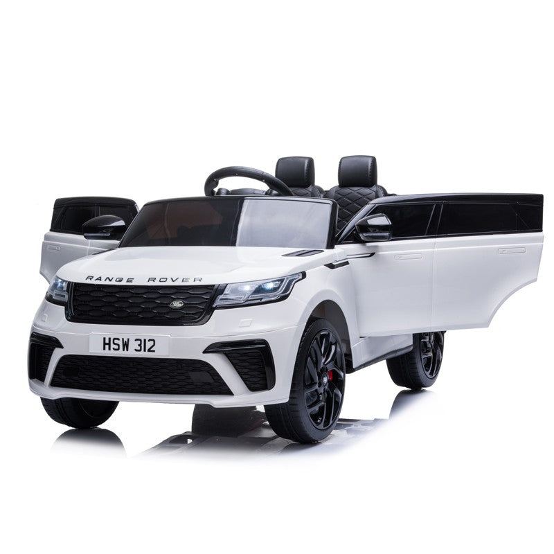 Masinuta electrica 2x25W, Range Rover Velar, 2 locuri, centura, USB, MP3, roti spuma EVA, alb