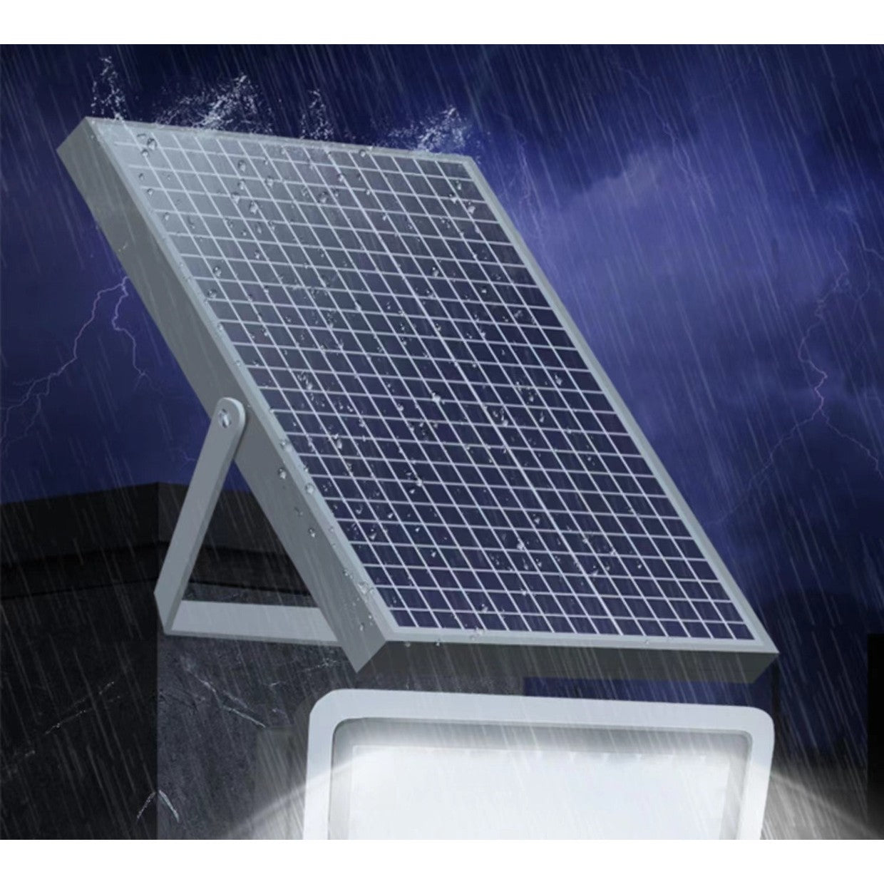 Set 2 proiectoare LED cu Panou Solar Smart, Senzor de miscare, Telecomanda, Waterproof, 200 LED-uri incorporate, 65W, 24x18 cm, IP67, Design Modern, Negru