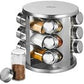 Set recipiente Condimente, 12 piese, suport rotativ din inox ideal in bucatarie