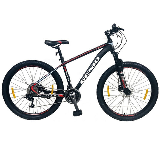 Bicicleta Mountain Bike 27.5 inch, schimbator 27 viteze, cadru aluminiu, frane mecanice, rosu, Genio