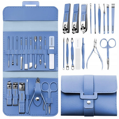 Set Manichiura si Pedichiura 16-in-1 cu plic din piele ecologica, model "MANI-CUT"