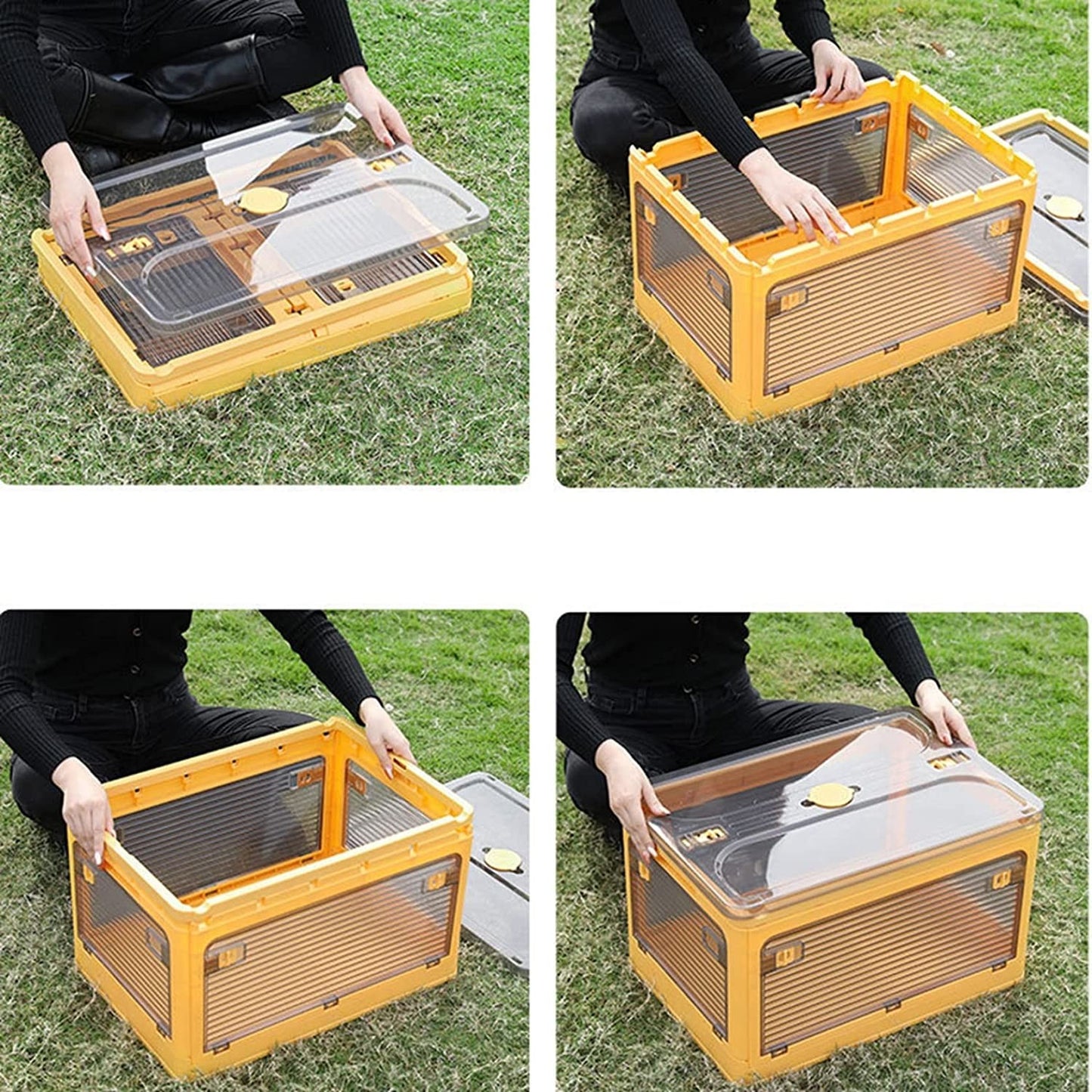 Cutie de depozitare pliabila, Smart, Cu capac, 40 L, Plastic, 47x35x24.5 cm, Portocaliu