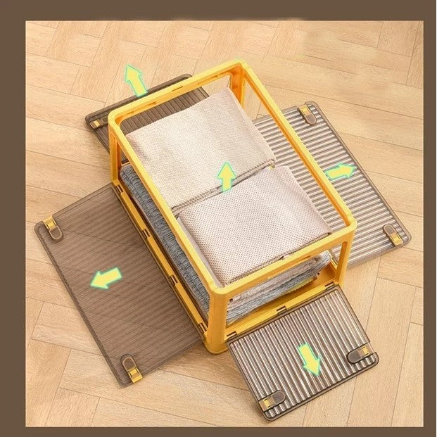 Cutie de depozitare pliabila, Smart, Cu capac, 40 L, Plastic, 47x35x24.5 cm, Portocaliu