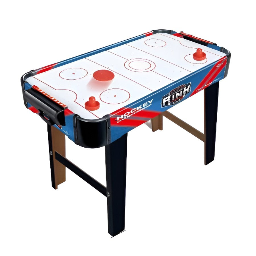 Masa Air Hockey Graffiti cu Picioare Lungi, Smart, PVC, 2 Pucuri, Tabela Scor, 2 Impingatoare, 76x38x61 cm, Albastru