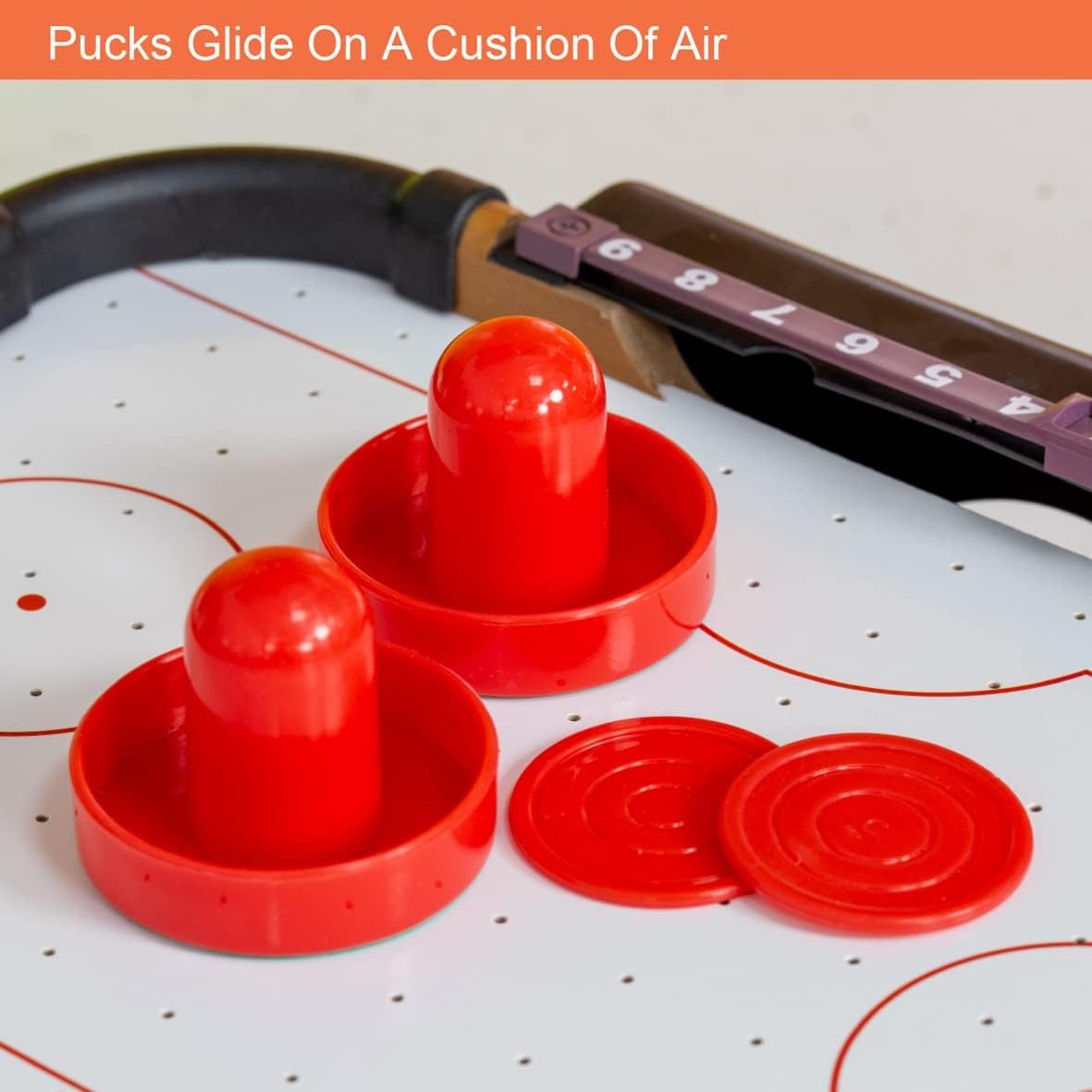 Masa Air Hockey Graffiti cu Picioare Lungi, Smart, Lemn, 2 Pucuri, Tabela Scor, 2 Impingatoare, 76x38x61 cm, Maro