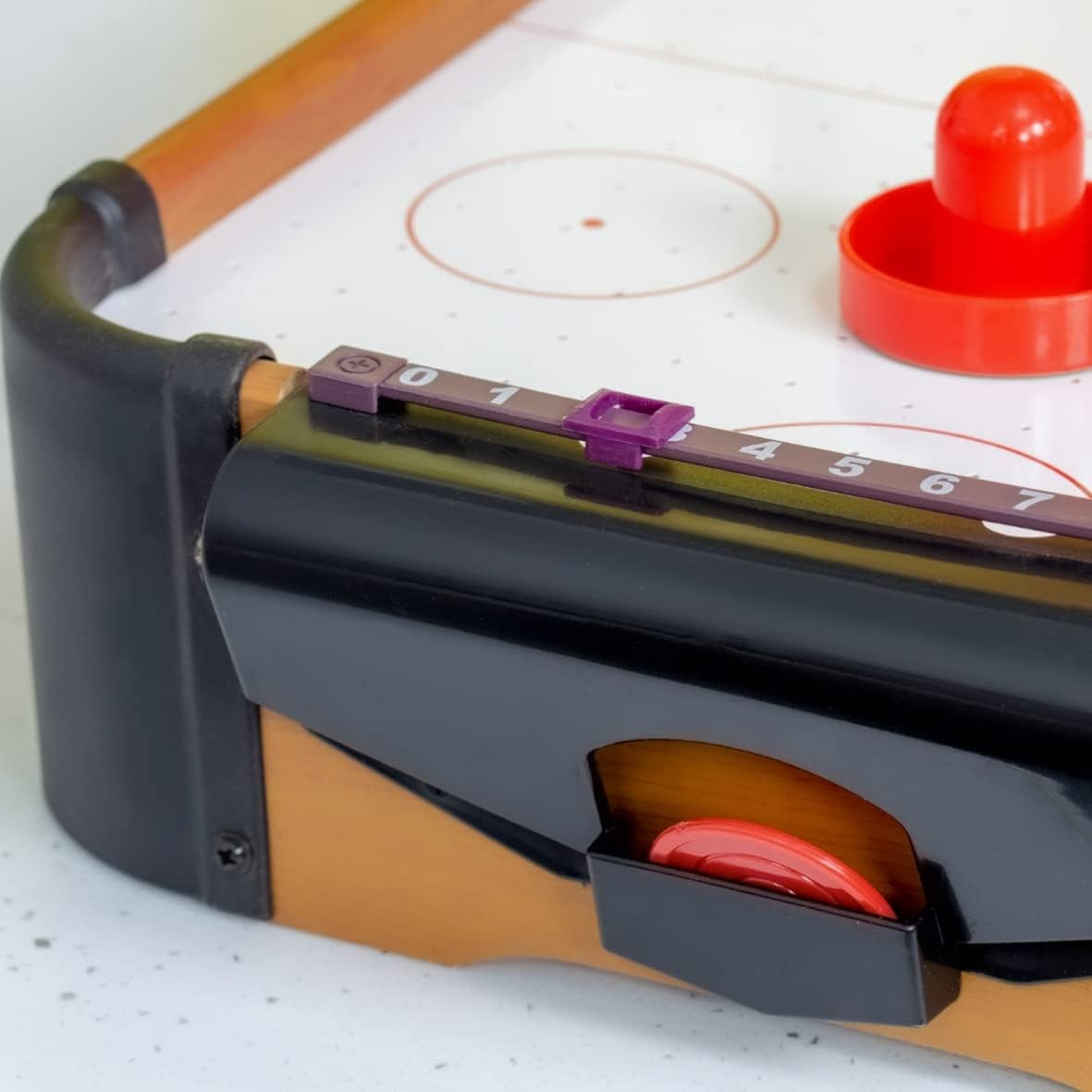 Masa Air Hockey Graffiti cu Picioare Lungi, Smart, Lemn, 2 Pucuri, Tabela Scor, 2 Impingatoare, 76x38x61 cm, Maro