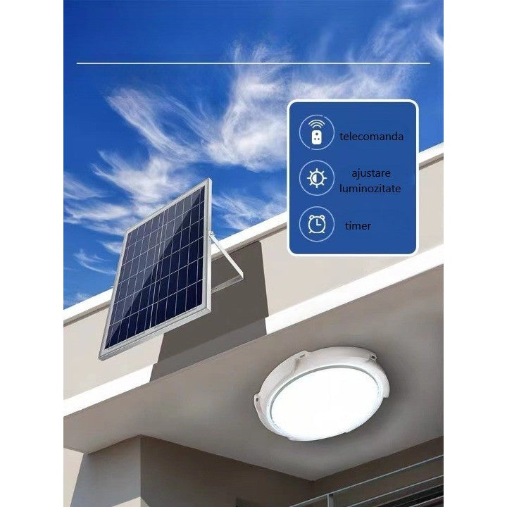 Plafoniera solara Smart, 200 W, diametru 320 MM, cu telecomanda, Lungime prelungitor: 4.6 m, alb rece