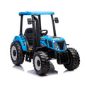 Tractor electric pentru copii, muzica, lumini, USB, MP3, roti spuma EVA, 2 x 24V, albastru
